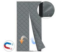 Rideau magnétique de protection thermique Rideau de porte thermique de protection contre le froid 100x210cm Rideau de porte magnétique Bande Velcro large Rideau thermique épaissi étanche au vent Gris