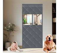 Rideau Magnétique Isolant Thermique, avec EVA transparent Fenêtre, Rideau Thermique de Porte Coupe-Vent pour l'hiver, Fermeture Automatique(Gris,130 cm x 200 cm)
