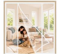 Rideau Magnétique pour Porte Double Blanc 260x200cm Bande lestée en bas pour éviter que le rideau ne se soulève avec le vent Laisse Passer l'Air Frais Porte Double
