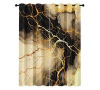 Rideau Marbre Doré Draperies Thermique Isolant Occultant Abstrait Moderne Luxe Rideaux à Oeillets pour Décoration Chambre Salon, 140L X 245H cm 2 Panneaux