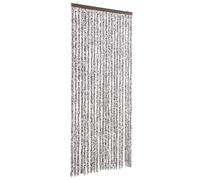 Rideau marron beige 90 x 200 cm chenille moustiquaire pour porte, balcon, porte de terrasse, caravane avec crochet amovible et lavable