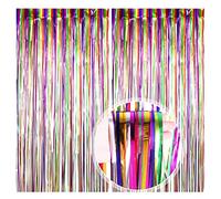 Rideau Métallique de Frange, 2 Pièces Coloré Tinsel Rideau Shimmer Fenetres，Rideau de couleur de fête，Rideau Scintillant pour Photographie, La Fête Mariage, Anniversaire, Noël Party (1 * 2m)-3