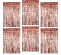 Rideau Métallique de Franges, Anniversaire Rideau Fete Or Rose, Brillant Rideaux Shimmer en Aluminium Tinsel, Toile de Fond Décoration De Fenêtre Mur pour Anniversaire Party (1m*2m)