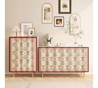 Rideau Meuble Cuisine Bas Rideau Placard Cuisine sous Evier pour Etagères Anti-poussière avec Piste Silencieuse Petit Vintage Imprimé Motif Rustique Maison de Campagne