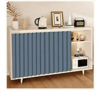 Rideau Meuble Cuisine Bas sans Percage, Rideau sous Evier Autocollant Rideaux Cache Placard Étanche à la Poussière pour Étagères Salle de Bain Cafétéria Café(Bleu,140x100 cm/55.1x39.4 in)