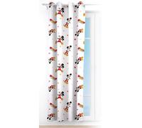 Rideau Mickey Mouse, 140 x 280 cm, semi-transparent, pour enfants, avec anneaux, design officiel Disney avec Mickey Mouse, 100 % polyester
