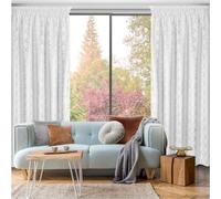Rideau Mili 140X270 cm blanc avec motif géométrique en ruban argenté