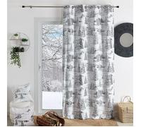 Rideau montagne sapins enneigés Gris clair 140x260 cm