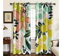 Rideau Motifs Floraux Style bohème - Rideau Occultant Thermiques Floral et botanique, Lot de 2 Rideaux à Oeillets pour Decoration Chambre Salon, Draperies Intérieurs Fenetre, 140x240 cm (LxH)