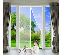 Rideau Moustiquaire Enroulable 120 x 180 cm Anti Moustique pour Porte d'Entrée, Facile à Installer sans Percer, Intérieur/Patio - Blanc