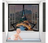 Rideau Moustiquaire Fenetre 100 x 170 cm Anti-Moustiques, Fermeture Automatique, Sans Perçage, Maille Fine, Moustiquaire de Fenêtre pour Portes, Différentes Tailles, Noir