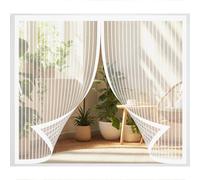 Rideau Moustiquaire Fenetre 42x150cm(W x H) Anti-Moustiques, Fermeture Automatique, Sans Perçage, Maille Fine, Magnétique Moustiquaire Porte pour Porte de Balcon, Cave, Blanc