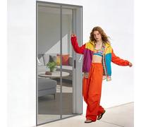 Rideau Moustiquaire Magnétique 120 x 200 cm Joint Magnétique de Haut en Bas avec Fermeture Automatique Rideau Moustiquaire Anti Poussière pour de Balcon Chambre, Gris