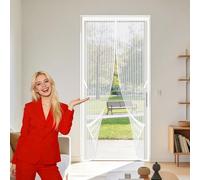 Rideau Moustiquaire Magnétique 122 x 234 cm Fermeture Automatique Rideau Anti Mouche Aucun Perçage N'Est Nécessaire pour Balcon Salon Chambre Portes, Blanc