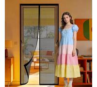 Rideau Moustiquaire Magnétique 137 x 298 cm Sans Perçage, Installation Facile Moustiquaire Aimantée Impénétrable Se Ferme Tout Seul Convient Aux Balcons, Caves et Chambres, Noir