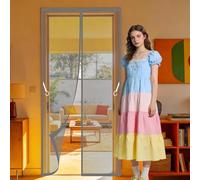 Rideau Moustiquaire Magnétique 139 x 291 cm Sans Perçage, Installation Facile Moustiquaire Aimantée Impénétrable Se Ferme Tout Seul Convient Aux Balcons, Caves et Chambres, Gris