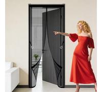 Rideau Moustiquaire Magnétique 73 x 235 cm Différentes Tailles Rideau en Maille Aucun Perçage N'Est Nécessaire pour Balcon, Cave et Terrasse, Noir