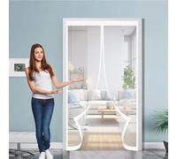 Rideau Moustiquaire Magnétique 85 x 90 cm Anti-Moustiques, Fermeture Automatique, Sans Perçage, Maille Fine, Porte Anti-Mouches pour Porte de Balcon, Cave, Blanc