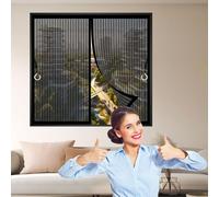 Rideau Moustiquaire Magnétique 90 x 120 cm Puissants Aimants, Anti Insecte Moustiquaire Porte Fenetre Sans Perçage, avec Bande Magique pour Chambre Salon Cuisine, Noir