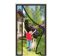 Rideau Moustiquaire Magnetique 90x165cm Rideau Anti Mouche Rideaux Aimantée Sans Percage Facile à Installer pour portes fenêtres balcon séjour Noir