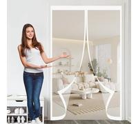 Rideau Moustiquaire Porte 80 x 90 cm Anti-Moustiques, Fermeture Automatique, Sans Perçage, Maille Fine, Porte Magnétique pour Portes, Différentes Tailles, Blanc