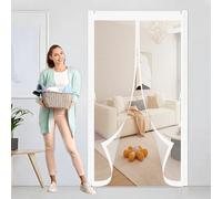 Rideau Moustiquaire Porte 85 x 90 cm Anti-Moustiques, Fermeture Automatique, Sans Perçage, Maille Fine, Moustiquaire sur Mesure pour Portes, Différentes Tailles, Blanc
