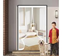 Rideau Moustiquaire Porte 90 x 100 cm Anti-Moustiques, Fermeture Automatique, Sans Perçage, Maille Fine, Moustiquaire Porte pour de Balcon, Cave, Blanc