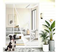 Rideau Moustique pour Porte Double 165x280cm Bande lestée en bas pour éviter que le rideau ne se soulève avec le vent Pour la cuisine Blanc