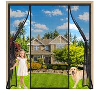 Rideau Moustique pour Porte Double Noir 180x210cm Bande lestée en bas pour éviter que le rideau ne se soulève avec le vent balcon et salon sans perçage