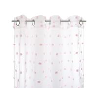 Atmosphera – Rideau Lilo Pompoms – Blanc à pompons roses – 140 x 240 cm