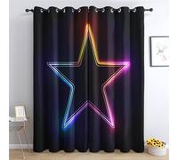 Rideau Neon - Rideau Occultant Thermiques Enfant Étoile Ombre Dégradé, Lot de 2 Rideaux à Oeillets pour Decoration Chambre Salon, Draperies Intérieurs Fenetre, 75x166 cm (LxH)
