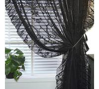 Rideau Noir en Dentelle pour la Chambre à Coucher et Le Salon,Motif Floral Victorien,Rideau en Tulle Transparent,Rideau Gothique en Dentelle (Size : WxL 250x268cm)