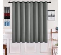 Rideau Occultant 1 Pièces 70 x 95 cm Anti Chaleur Tenture Opaque à Oeillets Rideaux Salon Anti UV Decoration Chambre,pour Salon, Gris Clair