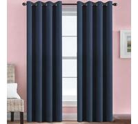 Rideau Occultant 100 x 200 cm avec Oeillets Isolation Lumineux Draperies Intérieurs à Oeillets Tenture Opaque à Isolation pour Porte Fenetre Dressing Salon, Bleu Foncé