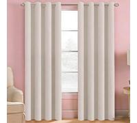 Rideau Occultant 110 x 170 cm avec Oeillets Isolation Lumineux Draperies Intérieurs à Oeillets Tenture Opaque à Isolation pour Porte Fenetre Dressing Salon, Beige