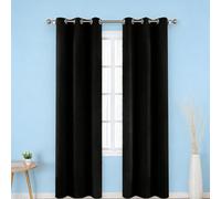 Rideau Occultant 120 x 200 cm avec Oeillets Isolation Lumineux Draperies Intérieurs à Oeillets Tenture Opaque à Isolation pour Porte Fenetre Dressing Salon, Noir