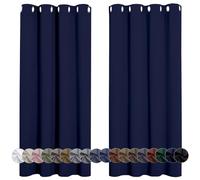 Rideau Occultant 140 x 120 cm Isolant Anti UV, Lot de 1 Rideaux Opaque Draperies Intérieurs Decoration Rideaux Thermiques, Cuisine pour Chambre Salon, Bleu Foncé