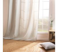 Rideau occultant 140x260 Kala de L’Effet Papillon - Rideau decoratif 8 œillets 100% Coton 185 GR/m² [ Rideaux et Draperies intérieurs ] (Beige Grège)