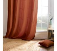 Rideau occultant 140x260 Kala de L’Effet Papillon - Rideau decoratif 8 œillets 100% Coton 185 GR/m² [ Rideaux et Draperies intérieurs ] (Terracotta)