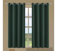 Rideau Occultant 142 x 198 cm Isolant Anti Froid Chaleur, Satiné Rideaux Salon, Rideaux Chambre Design Moderne à Oeillets, Plusieurs Tailles pour Maison Chambre Fenetre, Vert Foncé