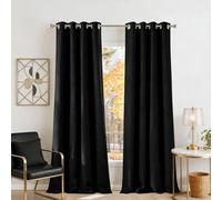 Rideau Occultant 170 x 145 cm Anti UV Anti Bruit Isolant Thermique Design Moderne à Oeillets pour Maison Chambre Salon Intérieurs, Noir