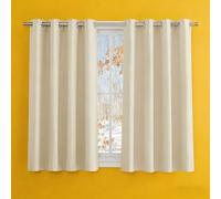 Rideau Occultant 180 x 200 cm avec Oeillets Isolation Lumineux Draperies Intérieurs à Oeillets Design Moderne à pour Chambre, Opaque Rideaux Salon Moderne, Beige