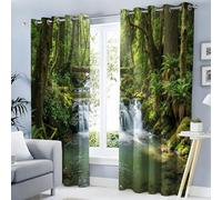 Rideau Occultant 2 Pièces a Oeillets, Rideaux Ruisseaux Cascades Paysages Forestiers, Thermique Isolant Anti Froid, Rideaux Opaque Intérieurs pour Chambre, 140L X 200H cm