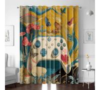 Rideau Occultant 2 Pièces, Poignée De Jeu Papillon Fleur Thermique Isolant Anti Chaleur Tenture Opaque à Oeillets Salon Rideaux et Draperies Decoration Chambre Cuisine Interieurs, L107xH120cm