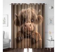 Rideau Occultant 2 Pièces, Rideaux Opaque Mignon Vache Animal Thermique Isolant Anti à Oeillets Enfant Chambre Maison Salon Moderne L260xH200 CM Décoration De Fenêtre pour Intérieurs