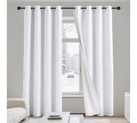 Rideau Occultant 240 x 240 cm 100% Lumiere Bloquer Anti Chaleur, Anti-UV Rideaux Occultant pour Salon Design Moderne à Oeillets pour Salon Chambre, Blanc