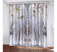 Rideau Occultant 264X240Cm (LxH) Lot De 2, 3D Imprimé Petit Ange Imprimé Motif Rideaux À Oeillets Opaque pour Salon Chambre, Isolant Thermique Et Sonore Fenêtre Décoration
