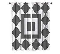 Rideau Occultant 3D Impression Grille De Mosaïque Géométrique Simple Gris 220X215Cm (LxH) Rideaux Salon Moderne Thermique Isolant Anti Froid Polyester 2 Pièces Rideaux De Fenêtre Chambre Cuisine Déco