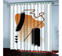 Rideau Occultant 3D Impression Noir Doré Lot De 2 Rideau Occultant Thermiques Salon Rideaux Isolant Phonique Decoratif Chambre Bureau Enfant/Protection Contre Les UV 220 X 215 Cm -0A6J-A8P
