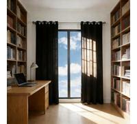 Rideau Occultant 70 x 165 cm Bloquer Lumiere, Thermique Isolant Anti Froid Doux Rideaux pour Salon Design Moderne à Oeillets pour Dressing Salon, Noir